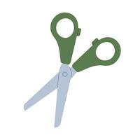 Scissors. Cutting tool with round holes and blades. Flat vector illustration isolated on white background.