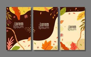 Flat design abstract autumn card template collection vector