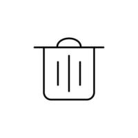 Trash Can Vector Symbol for Advertisement. Perfect for web sites, books, stores, shops. Editable stroke in minimalistic outline style