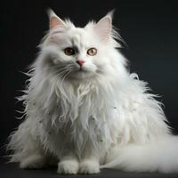 a white angora cat on a white background photo