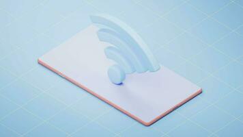 Wireless network technology with wifi sign, 3d rendering. video
