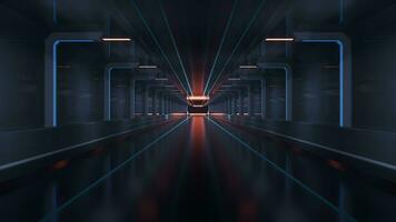 Dark tunnel with technology structure, 3d rendering. video