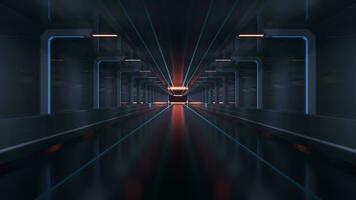 Dark tunnel with technology structure, 3d rendering. video