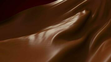 lazo animación de el sedoso chocolate, fluido por el viento, 3d representación. video