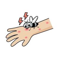 Illustration of a mosquito biting a person's arm. vector