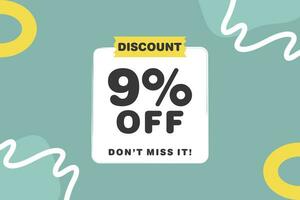 9 percent Sale and discount labels. price off tag icon flat design. vector