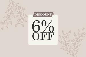 6 percent Sale and discount labels. price off tag icon flat design. vector