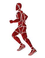 A Man Running Marathon Runner Cartoon Sport Graphic Vector