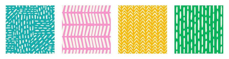 conjunto de patrones estéticos imprimibles contemporáneos sin costuras con formas abstractas de trazo de pincel de línea elegante mínima y línea en colores vibrantes. vector