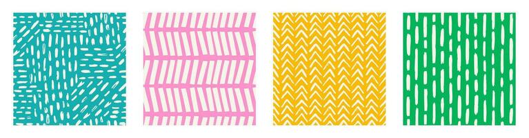Set of Aesthetic Contemporary printable seamless pattern with abstract Minimal elegant line brush stroke shapes and line in vibrant colors. vector