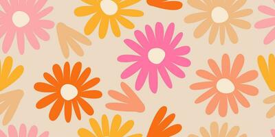 Hand drawn flowers, seamless patterns with floral for fabric, textiles, clothing, wrapping paper, cover, banner, interior decor, abstract backgrounds. vector