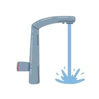 Water tap. Plumbing in kitchen and bathroom. Flat cartoon isolated on white background vector