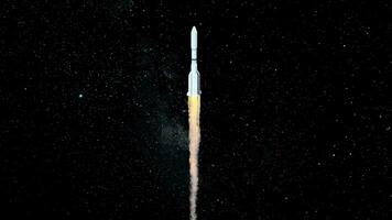 Rocket in the space, 3d rendering. video