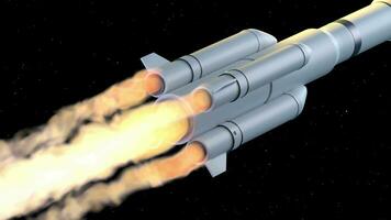 The rocket speed up in the space, 3d rendering. video
