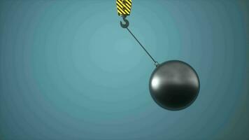 wackelig Ball mit Blau Hintergrund, Gewicht und Haken, 3d Wiedergabe. video