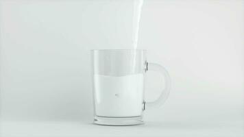 Pour the milk into the glass, 3d rendering. video