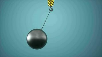 wackelig Ball mit Blau Hintergrund, Gewicht und Haken, 3d Wiedergabe. video