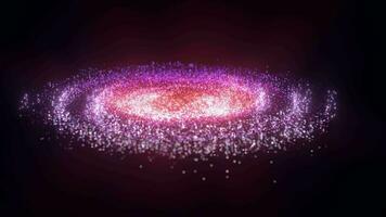 gloeiend deeltjes en melkachtig manier Melkweg, explosief vonken, 3d weergave. video