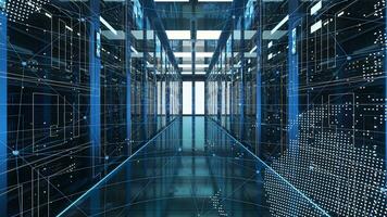 Data centers and data computing, 3d rendering. video