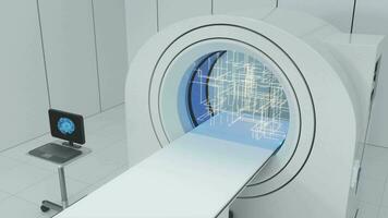 CT machine with white background,flowing lines,3d rendering. video