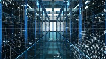 Data centers and cloud computing, 3d rendering. video