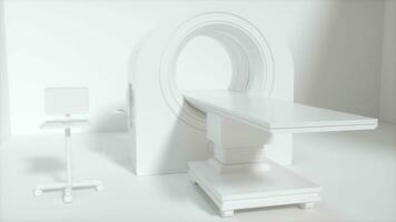 CT machine with white background, medical facility, 3d rendering. video