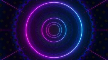Neon and tunnels, mechanical concepts, 3d rendering. video