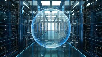 Data centers and data computing, 3d rendering. video