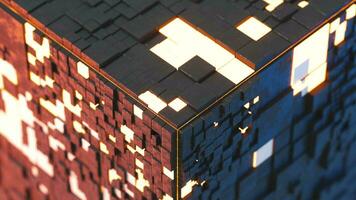 Cubes and materials, circuits structure, 3d rendering. video