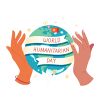 World humanitarian day with hands and planet AI Generative png