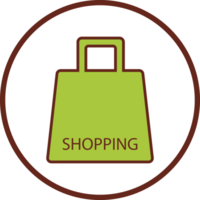 shopping bag flat icon in circle. png