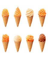 Ice cream scoop on waffle cone on transparent background cutout, PNG file. AI Generated