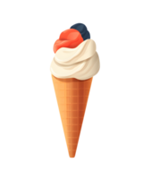 Ice cream scoop on waffle cone on transparent background cutout, PNG file. AI Generated