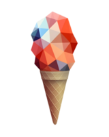 Ice cream scoop on waffle cone on transparent background cutout, PNG file. AI Generated