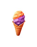 Ice cream scoop on waffle cone on transparent background cutout, PNG file. AI Generated
