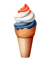 Ice cream scoop on waffle cone on transparent background cutout, PNG file. AI Generated