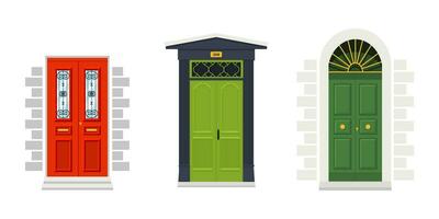 Set Of Vintage Doors. Flat Vector Illustration