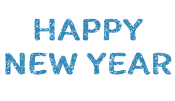 Blue glitter text happy new year.HAPPY NEW YEAR. Design for decorating, background, wallpaper, illustration. png