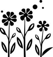 Flowers - Black and White Isolated Icon - Vector illustration