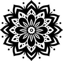 mandala - negro y blanco aislado icono - vector ilustración