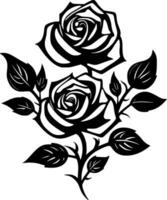 rosas - negro y blanco aislado icono - vector ilustración