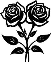 rosas - negro y blanco aislado icono - vector ilustración