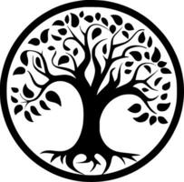 árbol - negro y blanco aislado icono - vector ilustración