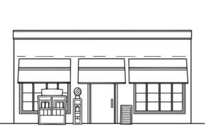 Storefront line design. Hand drawn shop line art vector illustration.