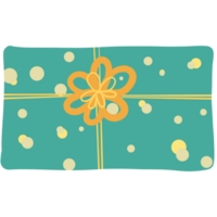 Doodle Christmas gift box with bow for happy holiday, present for party or celebration,  elements for invitation, greetings png