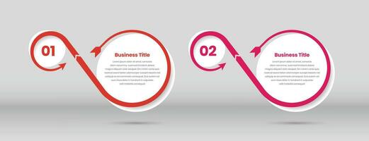 Two step business infographic template with infinity style abstract arrow shape vector