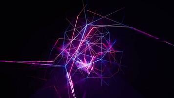 mörk tunnel med lysande neon rader, 3d tolkning. video