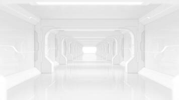 White empty tunnel, futuristic room, 3d rendering. video