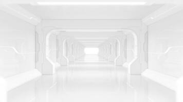 blanc vide tunnel, futuriste chambre, 3d le rendu. video