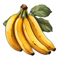 Bananas, Banana, Isolated banana illustration, Banana illustrations, Isolated Banana with leaves png